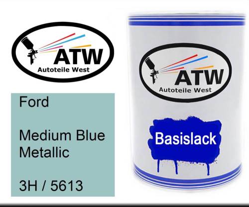 Ford, Medium Blue Metallic, 3H / 5613: 500ml Lackdose, von ATW Autoteile West.
